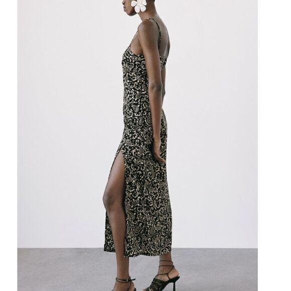 NWT Zara Chain Strap Midi Dress - Picture 9 of 16